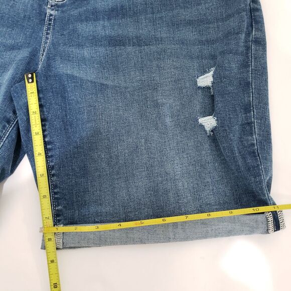 Arizona Denim Bermuda Shorts PLUS SIZE 17 Blue Mid Rise Jeans Distressed 9" Inse - Picture 6 of 8